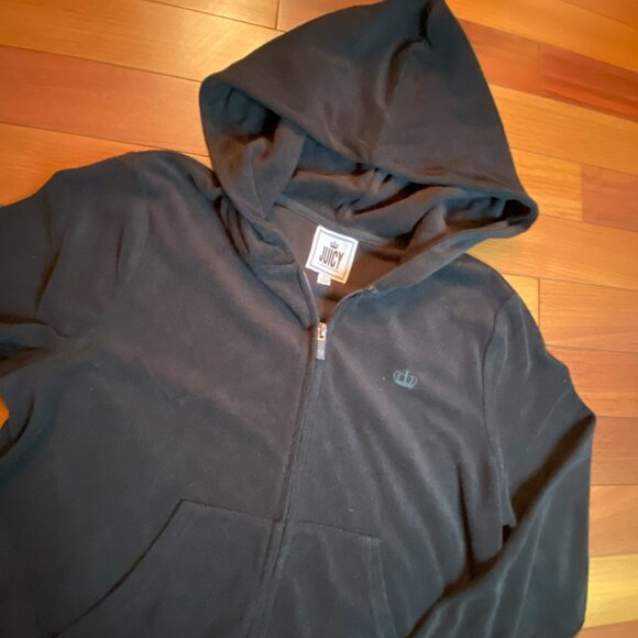 Juicy Couture Sweat Jacket size Large Juniors Black - Picture 6 of 10